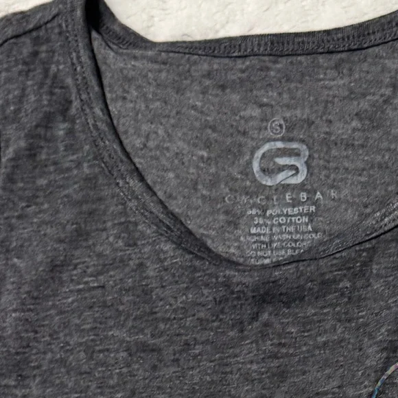 Cyclebar Charcoal Crop Top with Metallic Smiley Face Graphic - Picture 6 of 8